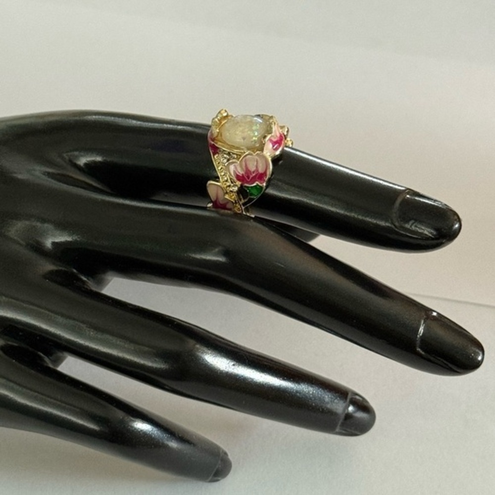 🫶🏻 Gold and Pink Floral Women's Ring